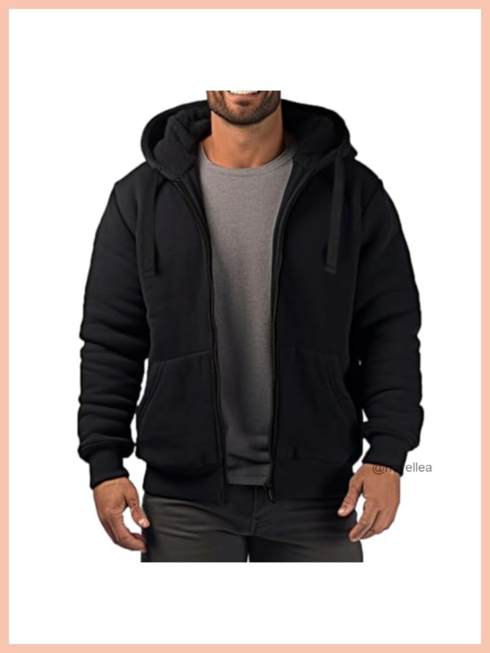 Men's Sherpa Fleece Lined Full Zip Hoodie Thermal Jacket